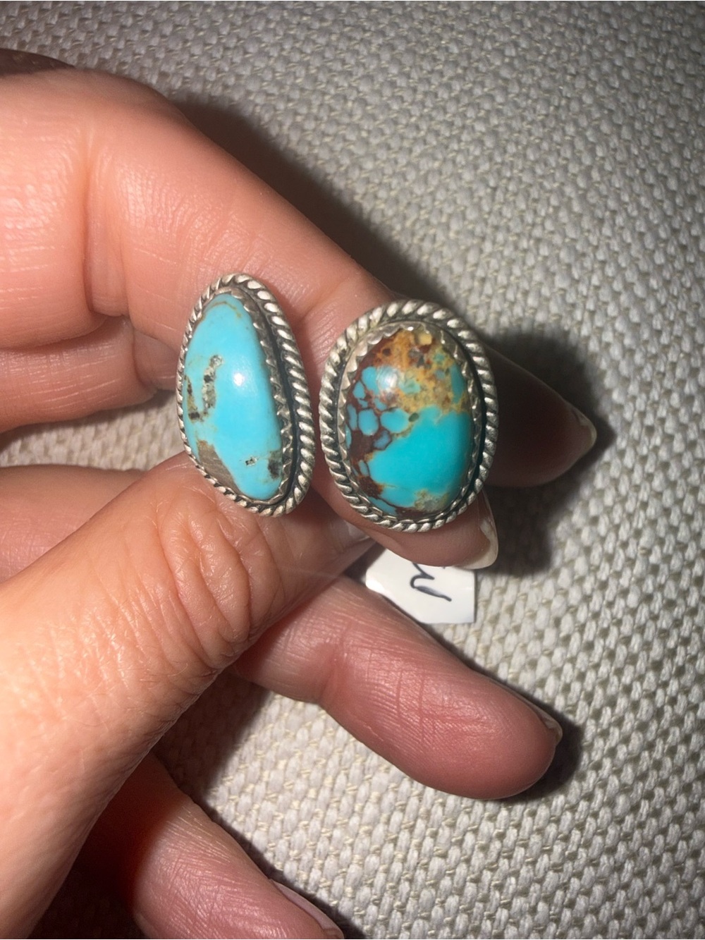 Navajo Royston Turquoise Double Stone Ring - Picture 4 of 7